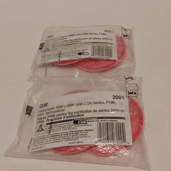 2091 3M Particulate Filters 2000 and 2200 Series P100 PINK 2 PAIRS Sealed - Picture 2 of 4